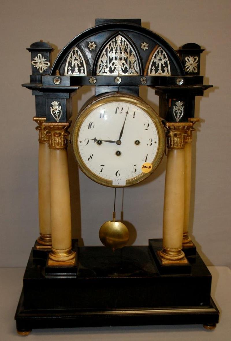 Antique Austrian 1/4 Hour Strike Portico Clock