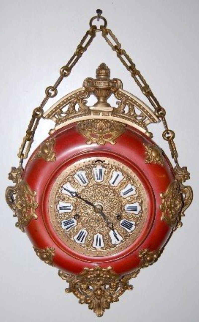French Metal Wall Hanging Clock