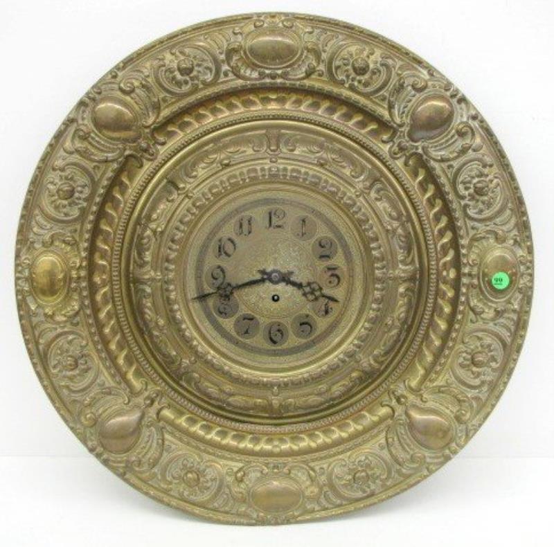 Signed Lenzkirch Ornate Brass Wall Clock