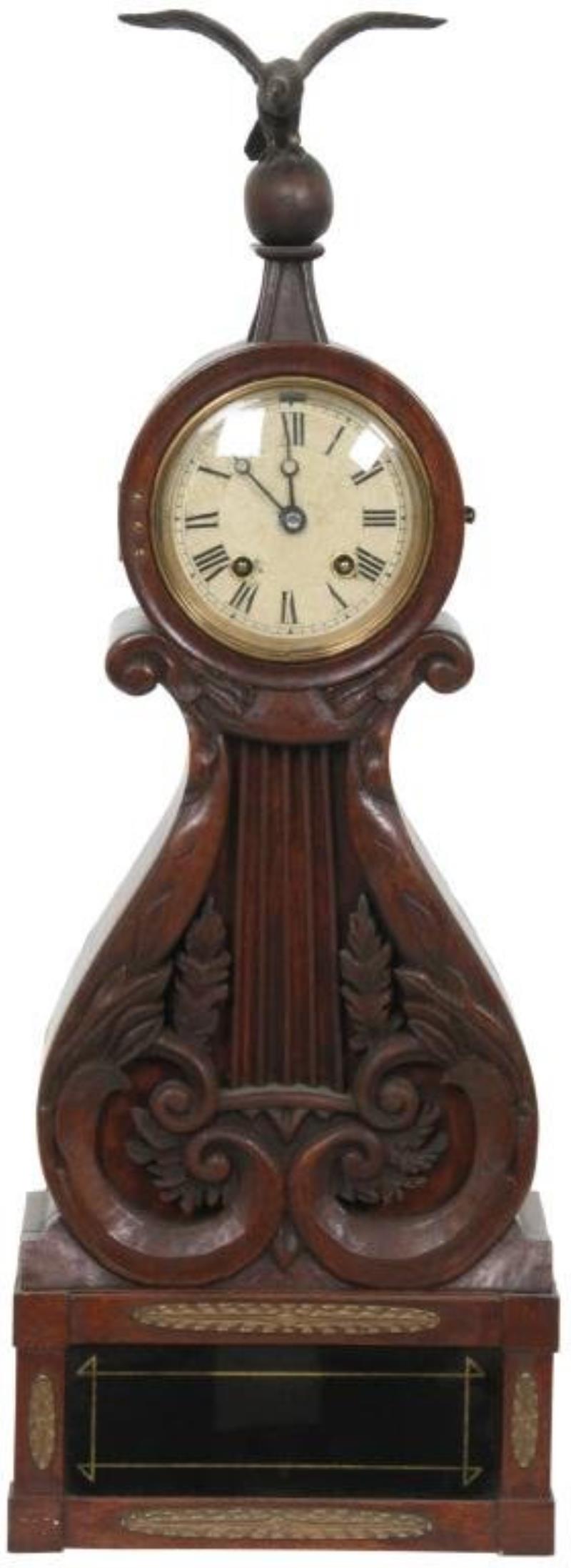 Joseph Nowell Mahogany Lyre Banjo Clock