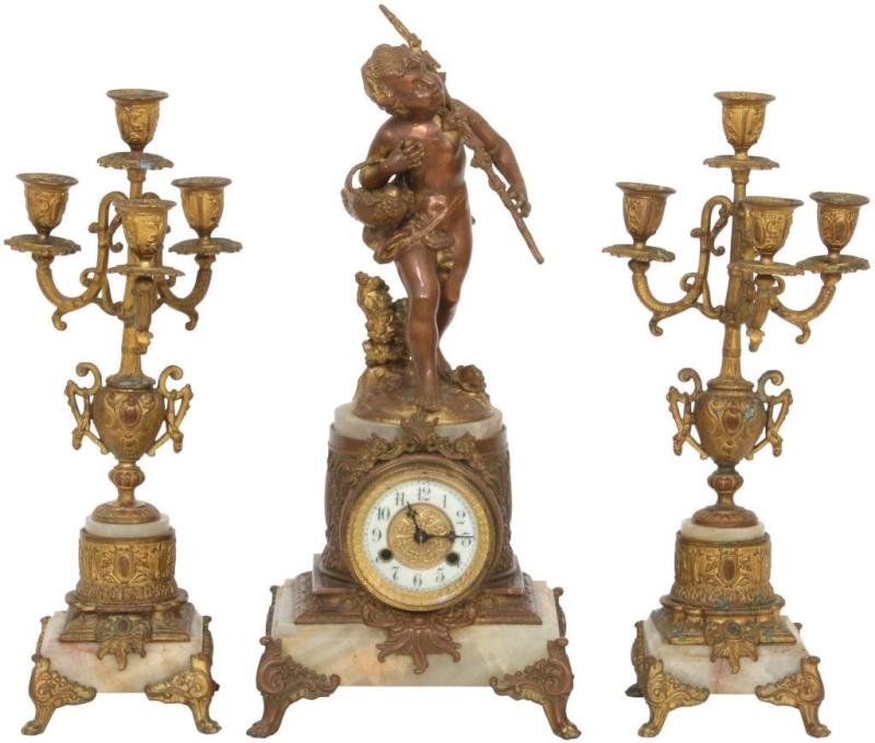 Waterbury Three-Piece Clock Garniture