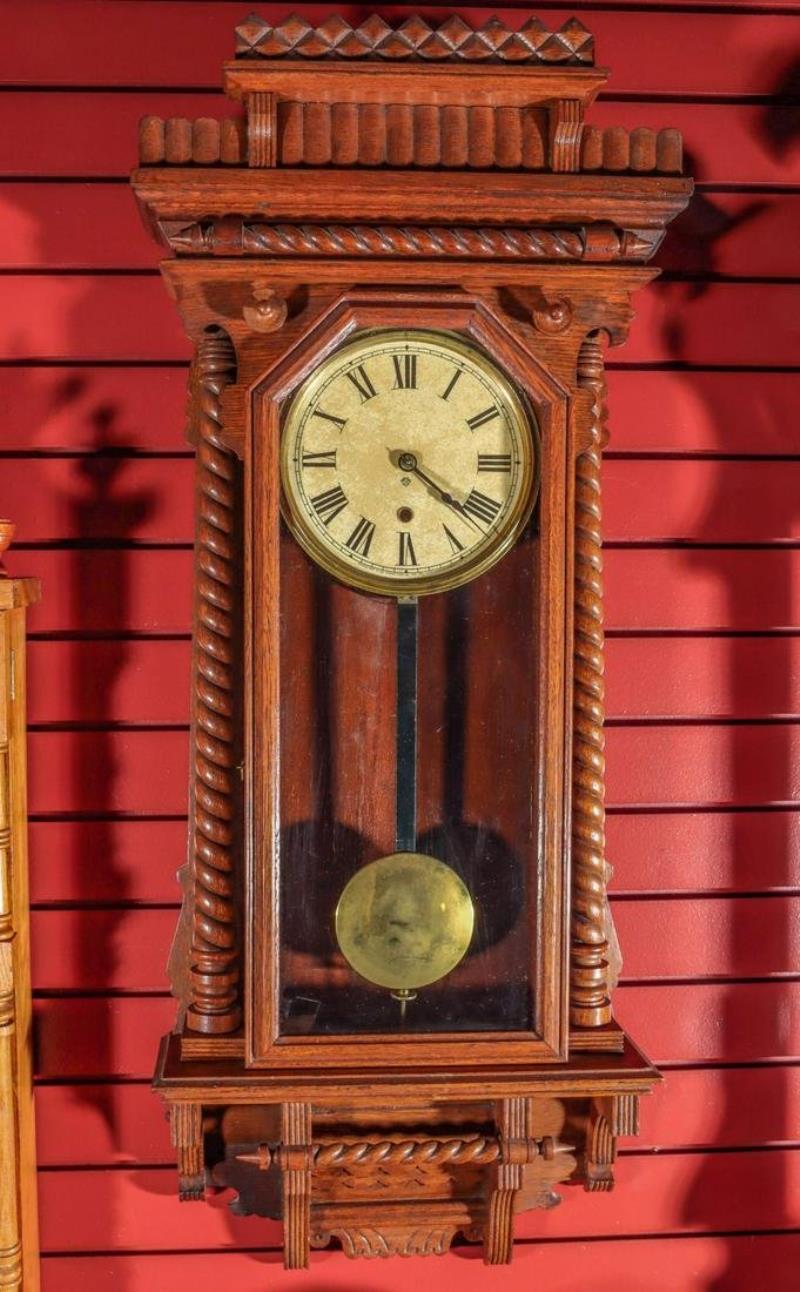 AN ANSONIA QUEEN ANN WALL CLOCK