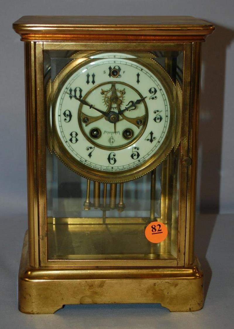 Antique Gilbert Crystal Regulator Clock