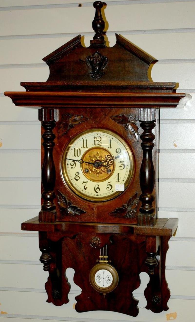 Antique German Open Well Wall Clock