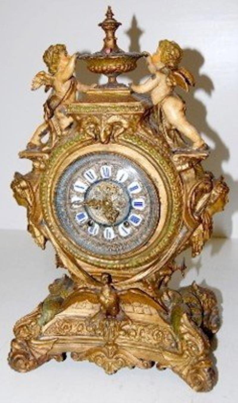 Ornate Ansonia “Lydia” Iron Clock W/ Cherubs