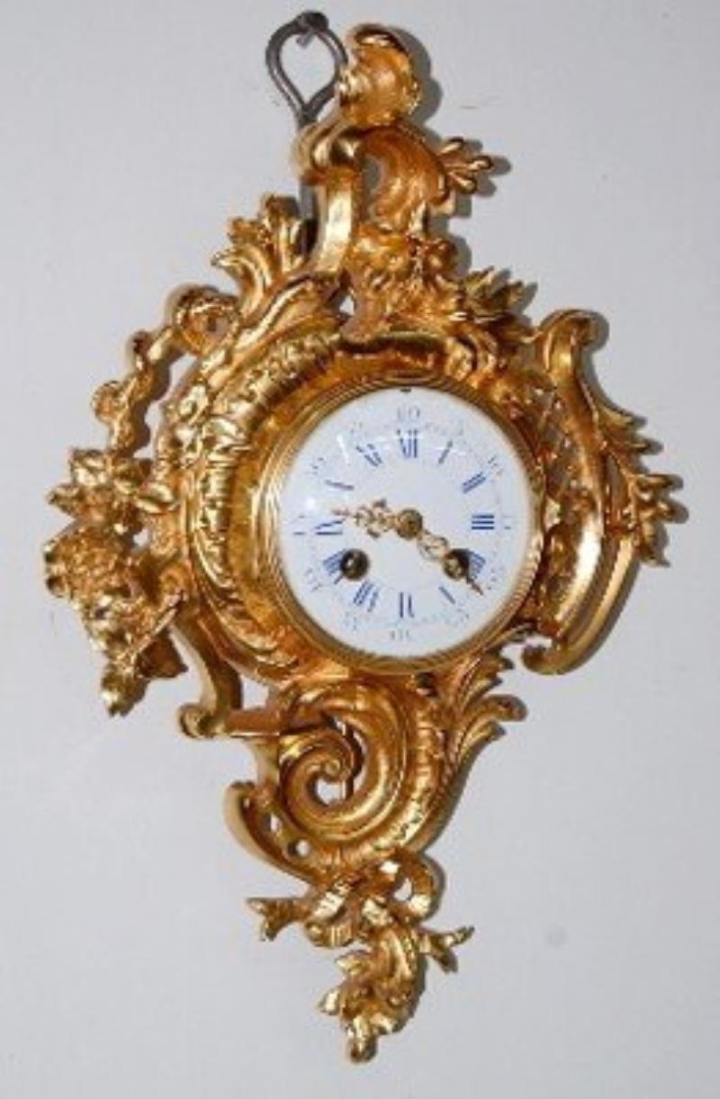 French Dore Bronze Cartel Clock w/ Serpent