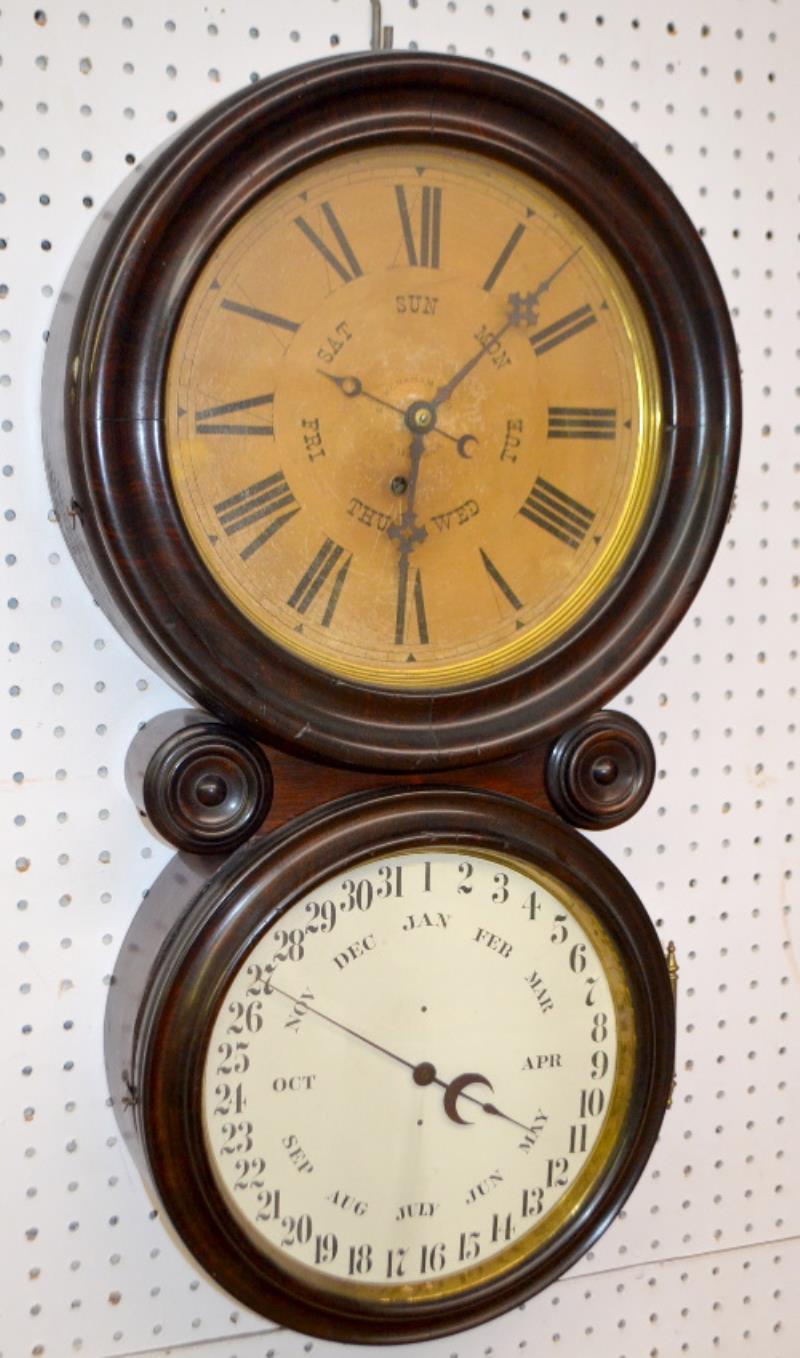 Antique Ingraham Ionic Calendar Wall Clock