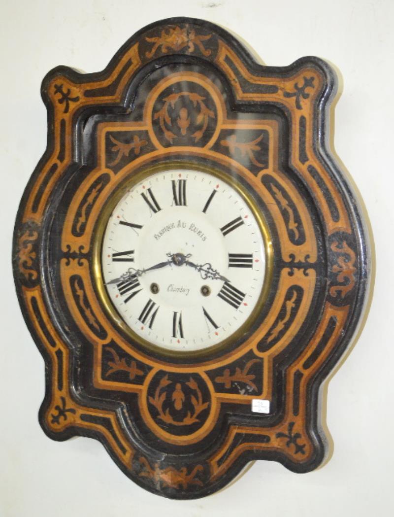 Antique French Inlaid Picture Frame Wall Clock