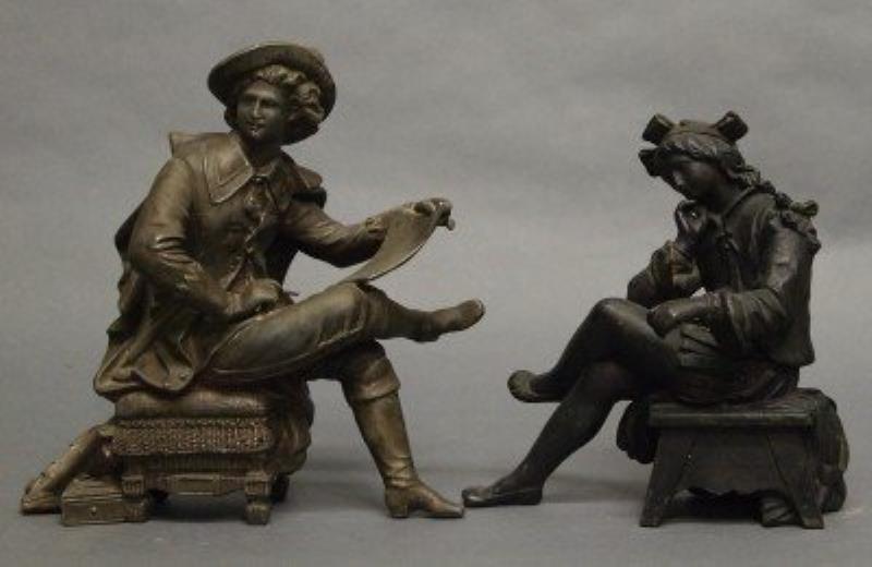 2 Spelter clock figures