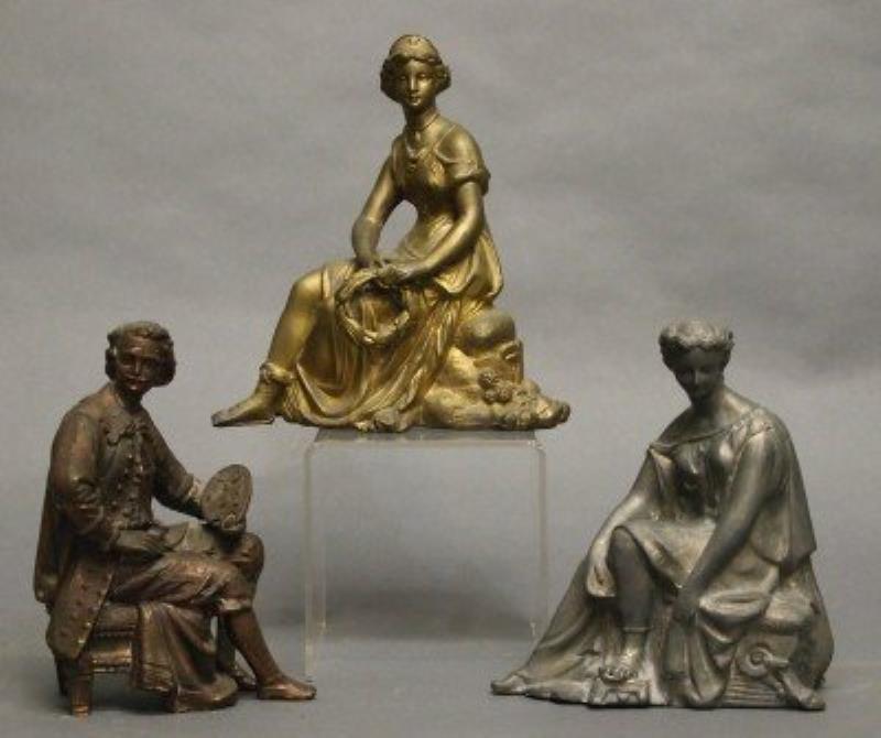 3 Spelter clock figures