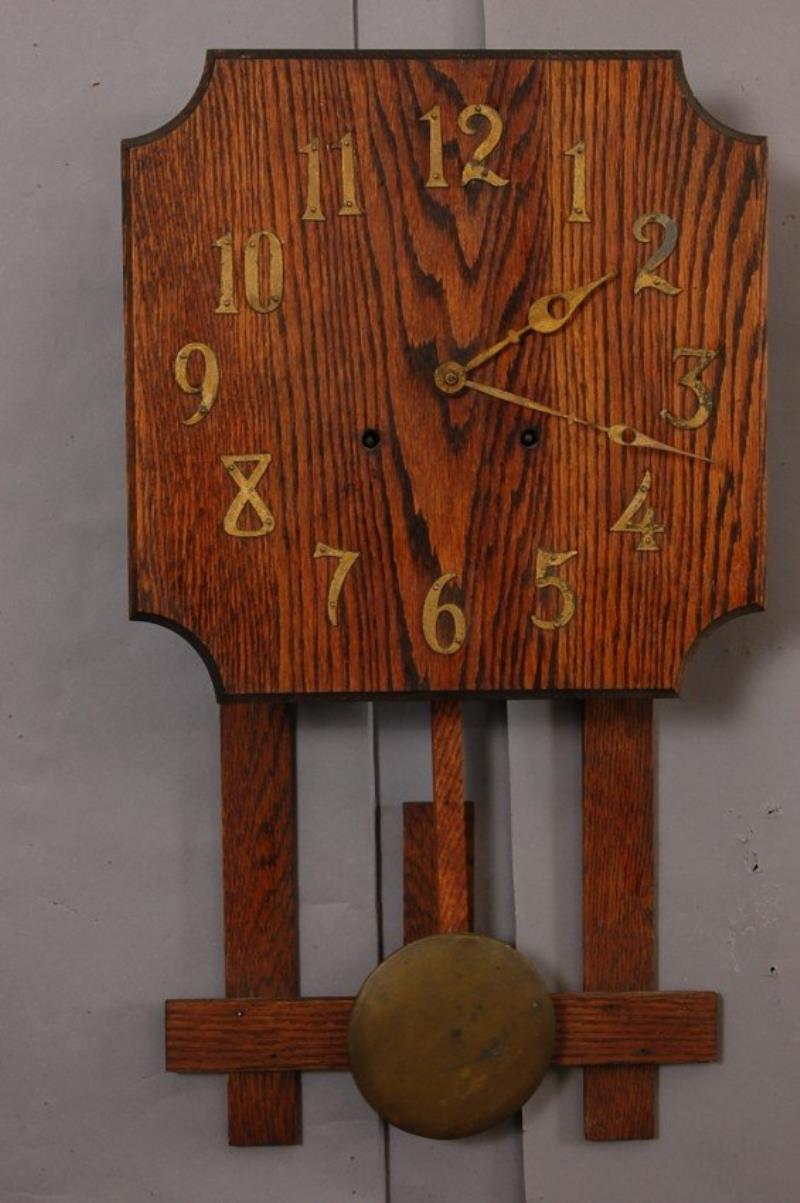 Arts & Crafts Style Oak Wall Clock