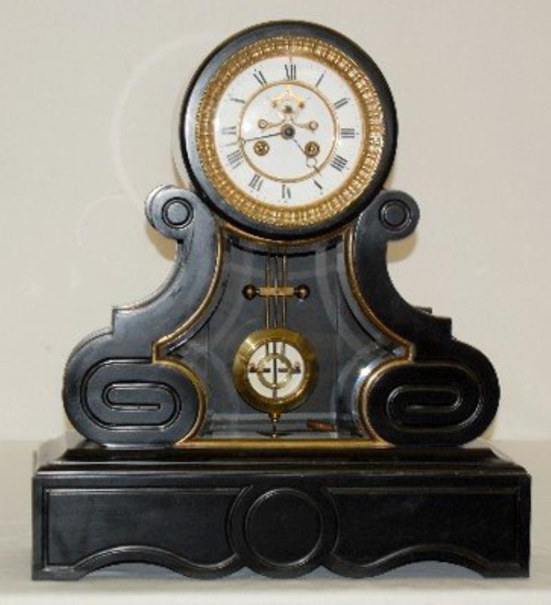 French “Horlocerie, Paris” Slate Mantel Clock