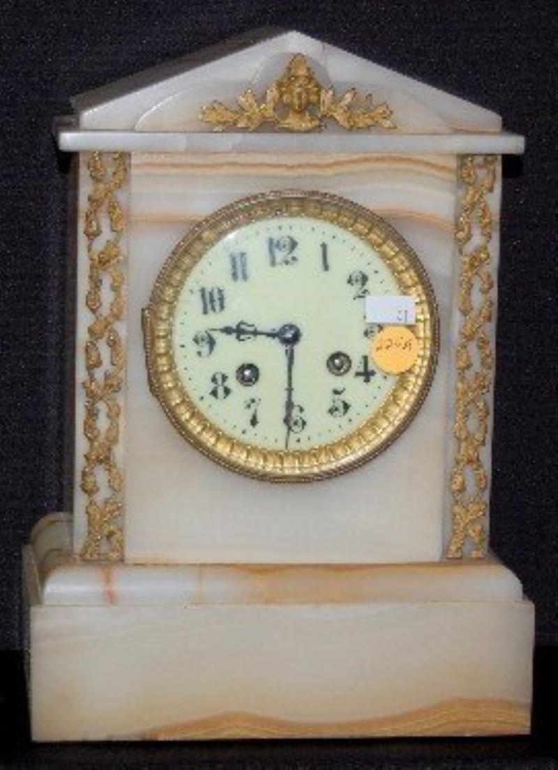 Japy Freres White Onyx Mantel Clock