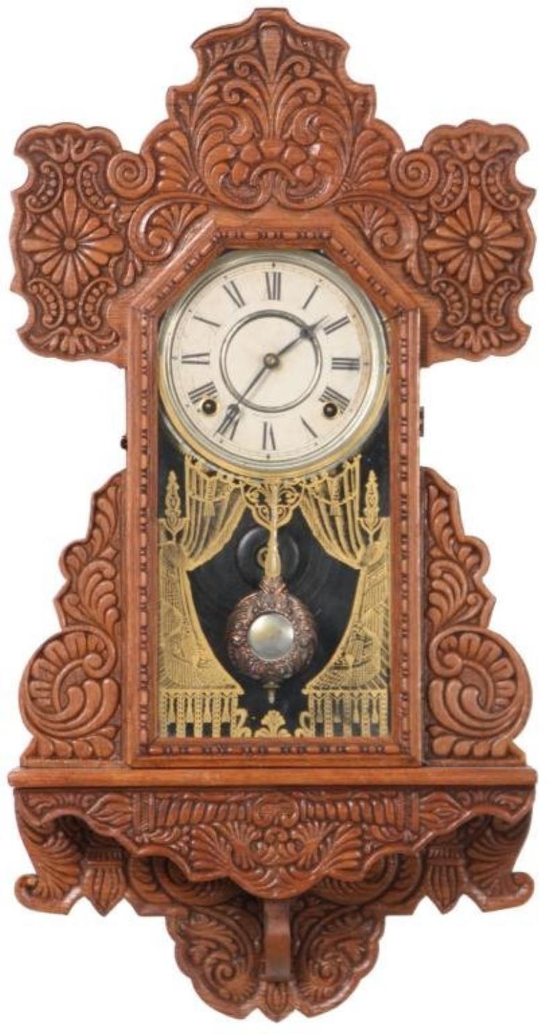Ingraham Oak Hanging Gingerbread Clock