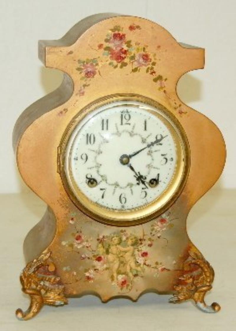 New Haven Painted Metal Mantel Clock