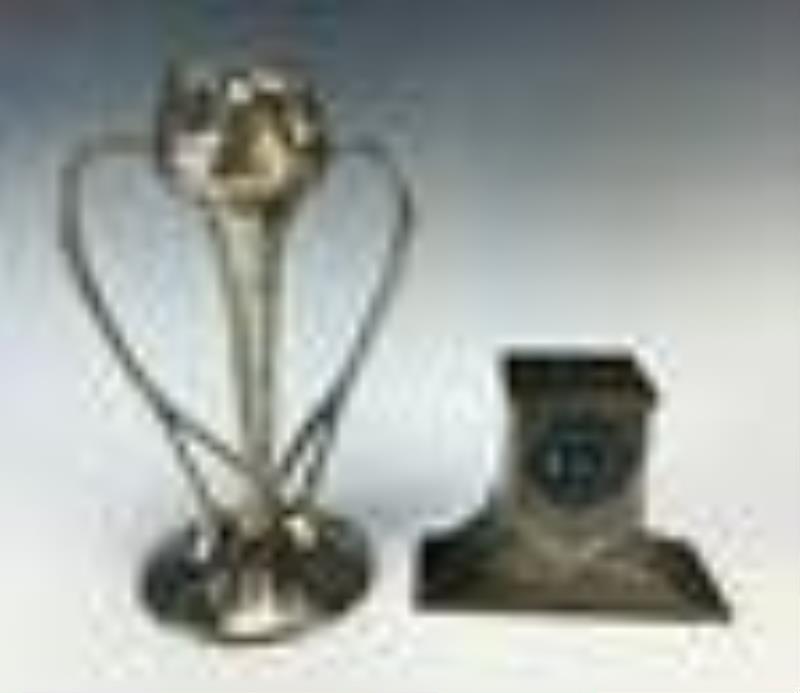 Pair of Liberty "Tudric Items" Clock & Vase