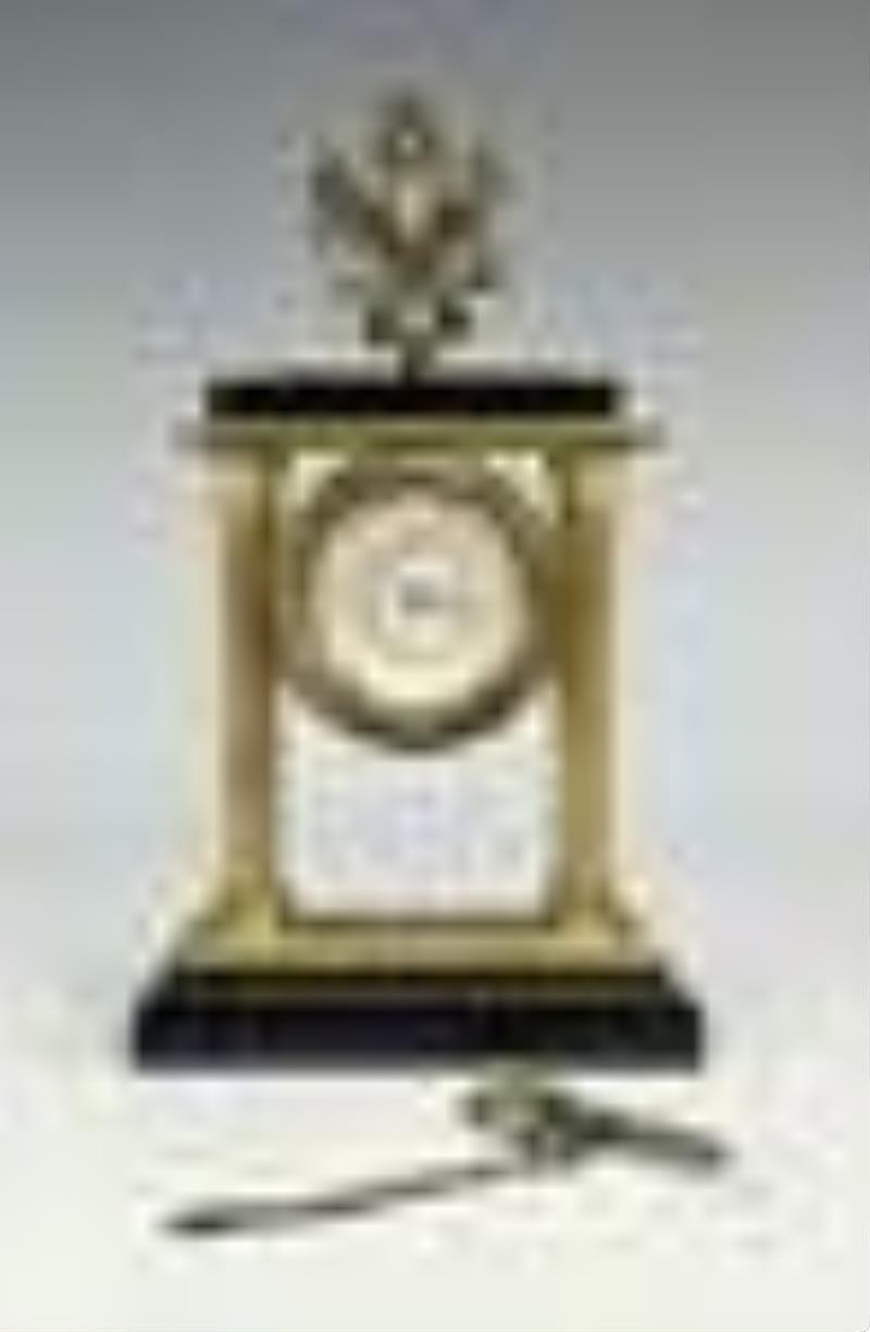 Vintage Russian Gilt Silver & Onyx Desk Clock