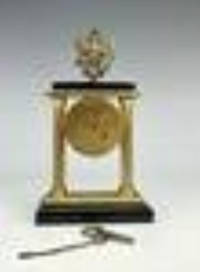 Vintage Russian Gilt Silver & Onyx Desk Clock