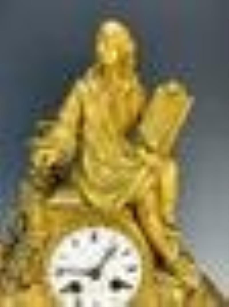 Late 19th Century French Gilt Bronze Figural Clock