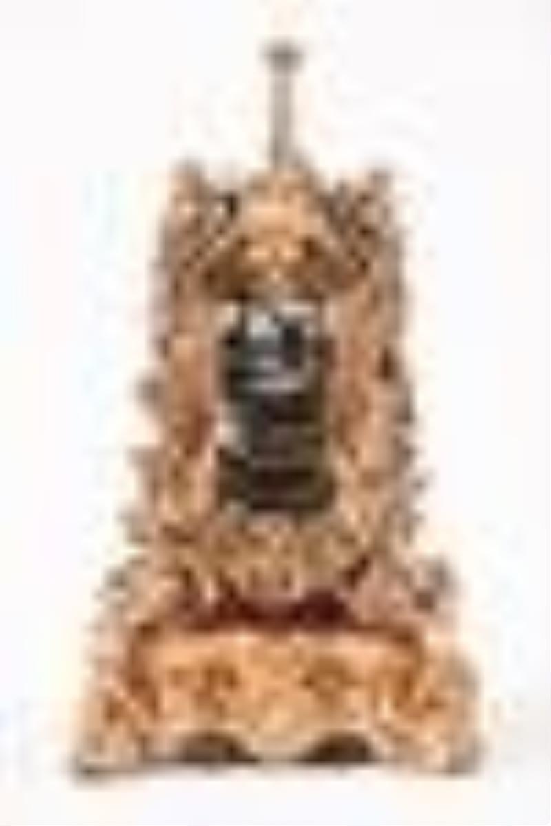 A large and extremely ornate rococo style repeating carriage clock with base signed Oudin