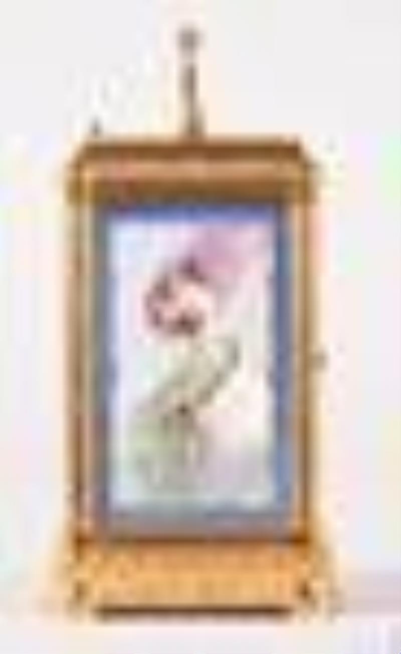 A good late 19th century enamel paneled grand sonnerie carriage clock by Drocourt