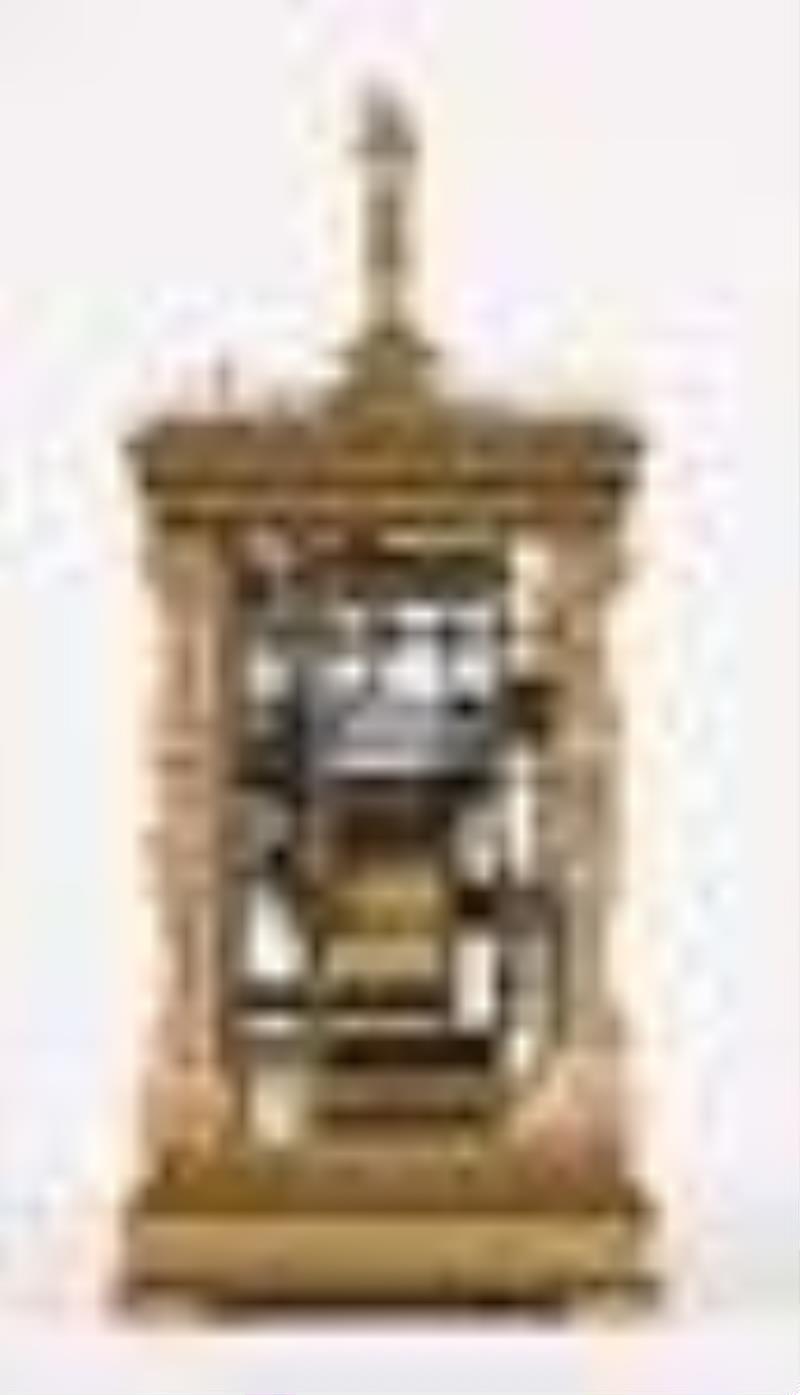 A late 19th century French carriage clock with polychrome enamel dial