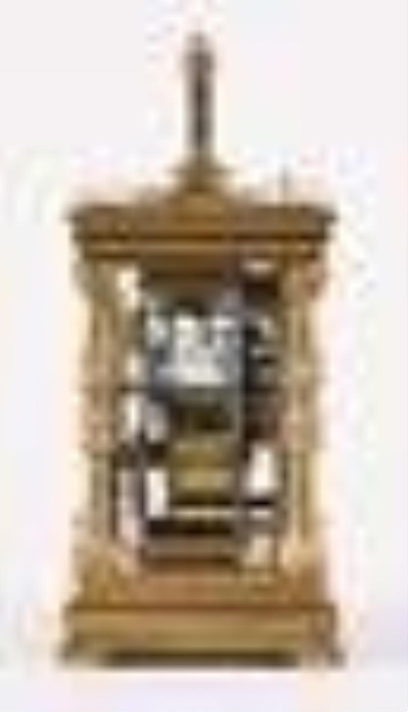 A late 19th century French carriage clock with polychrome enamel dial