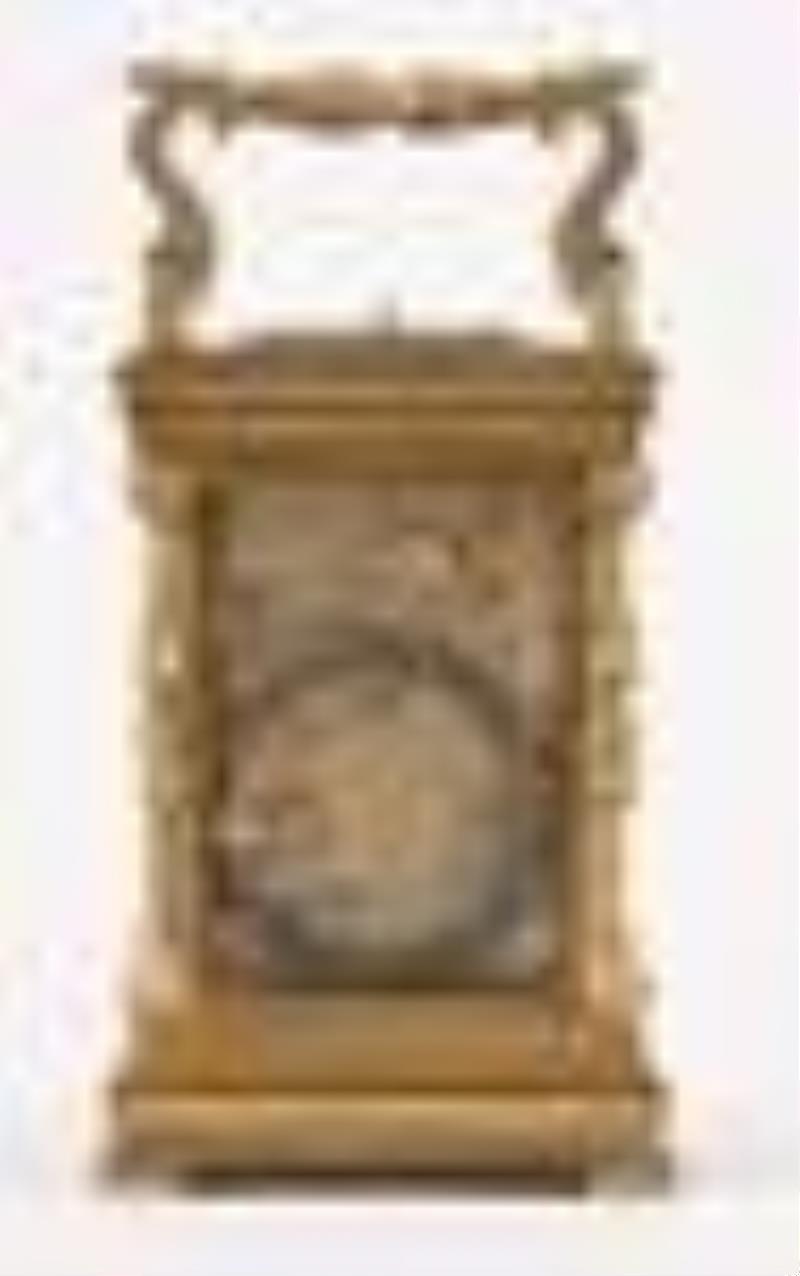 A late 19th century French carriage clock with polychrome enamel dial