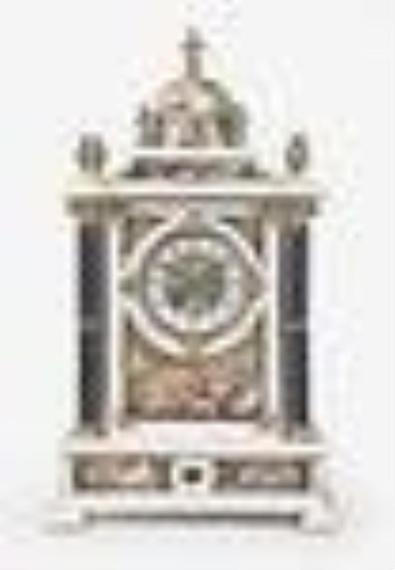 An unusual large late 19th century Austro Hungarian ivory and enamel table clock