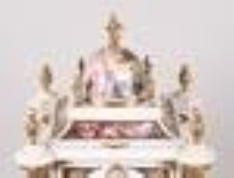 An unusual large late 19th century Austro Hungarian ivory and enamel table clock