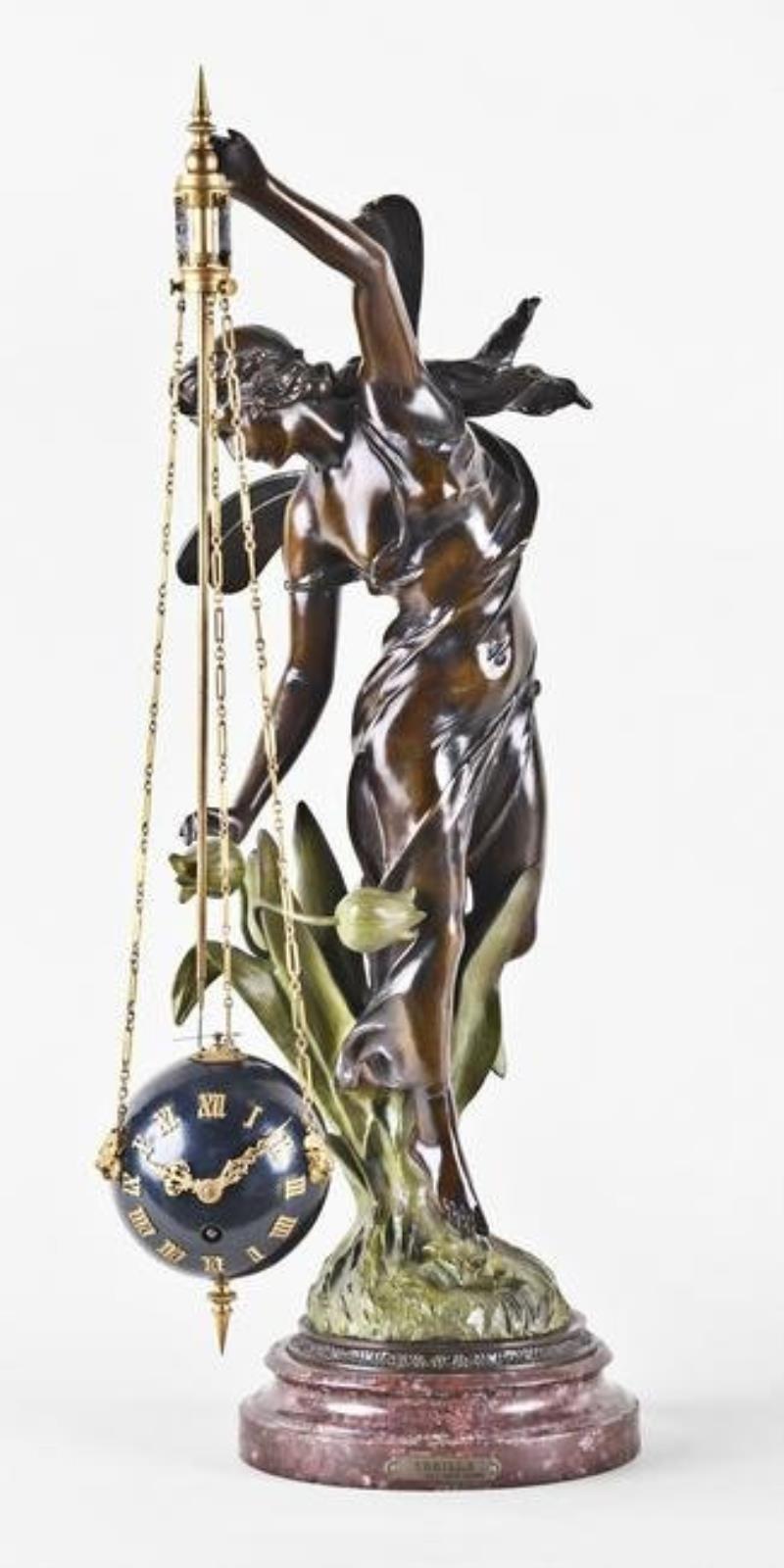 A good late 19th century French figural conical pendulum clock