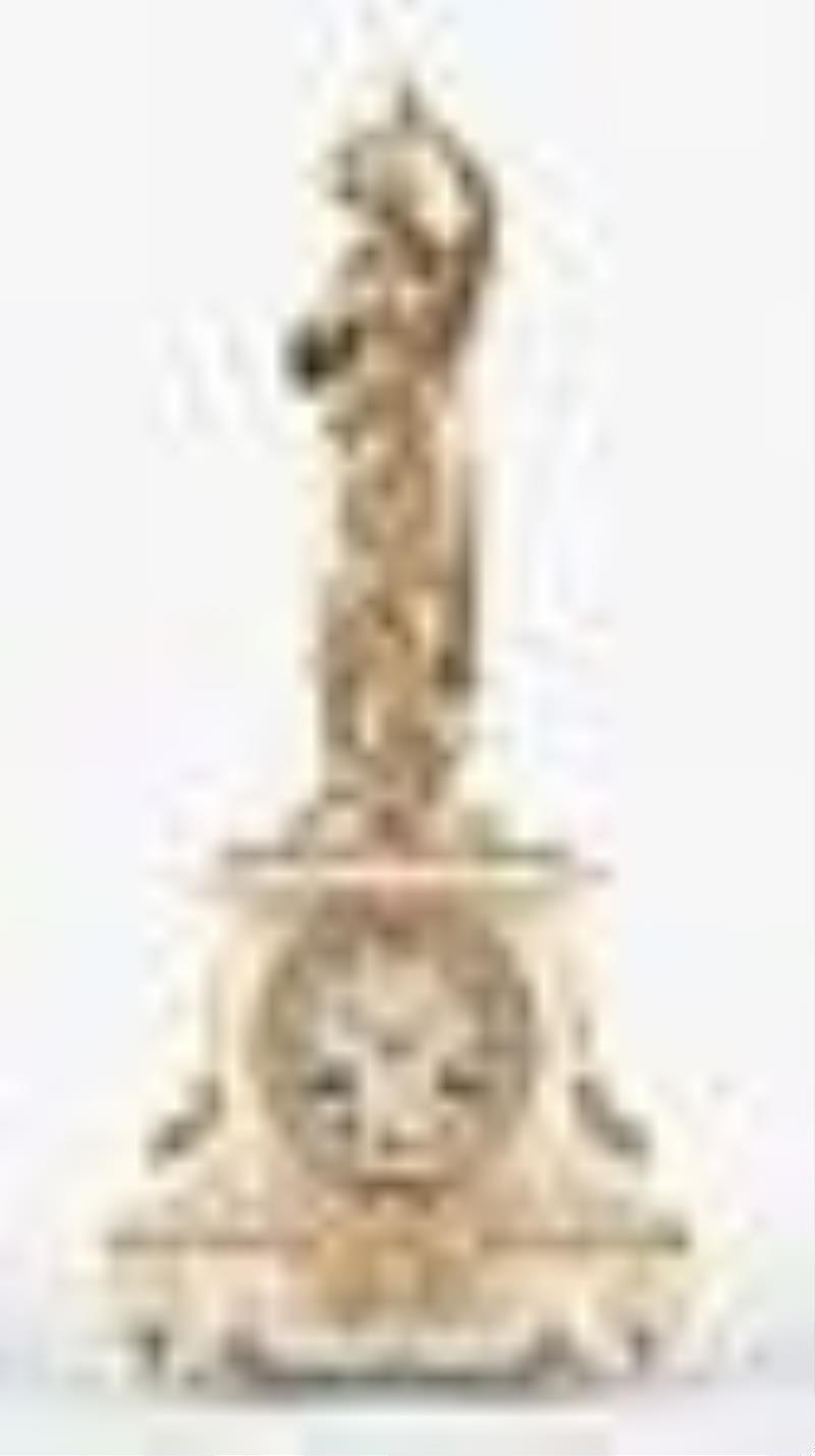 A figural swinging mystery clock with crank and stirrup escapement by Guilmet