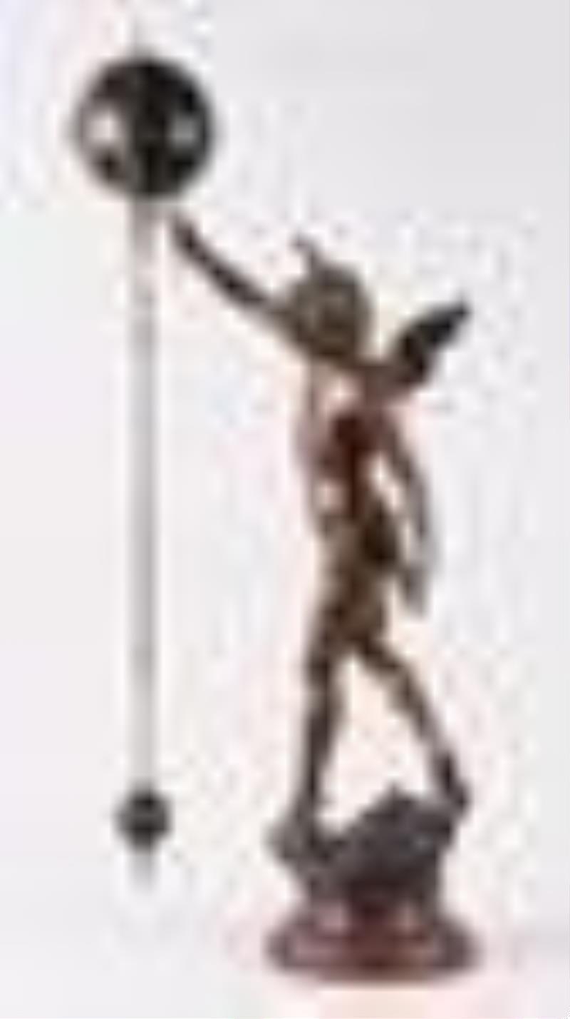 A large late 19th century French figural swinging mystery clock