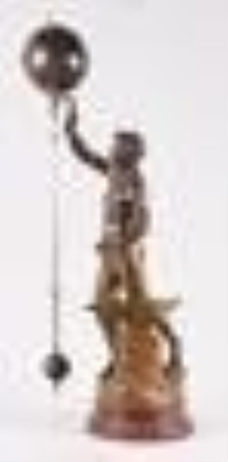 A large turn of the 20th century French figural swinging mystery clock