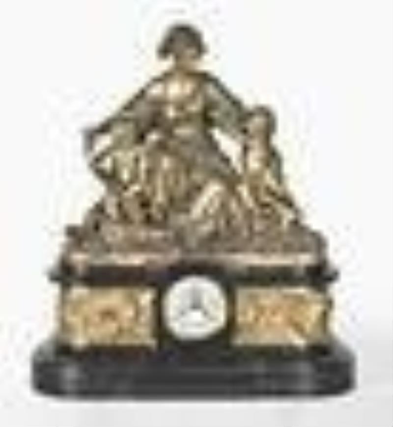 A large and impressive French figural mantel clock