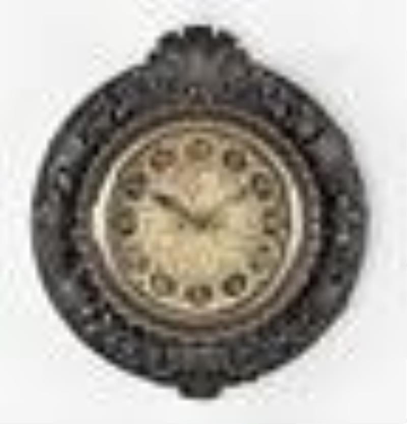 A large and interesting mid 19th century English fusee dial clock with carved case