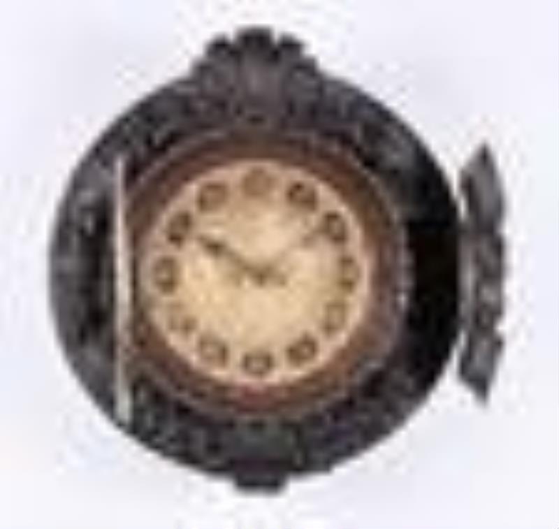 A large and interesting mid 19th century English fusee dial clock with carved case