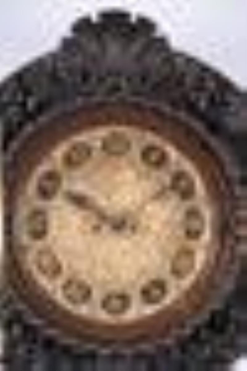 A large and interesting mid 19th century English fusee dial clock with carved case