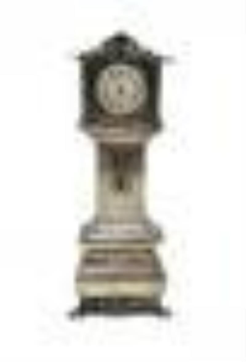 Dutch .833 Silver Miniature Dollhouse Furniture Grandfather Clock, 20th Century