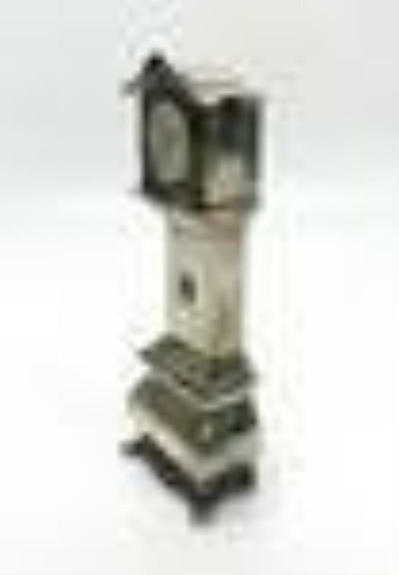Dutch .833 Silver Miniature Dollhouse Furniture Grandfather Clock, 20th Century