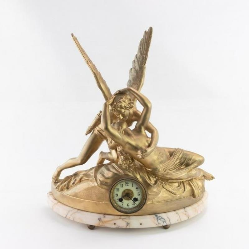 The Love of Psyche French Figural Spelter Clock