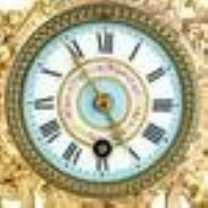 1880s Brass French Pedestal Clock with Key