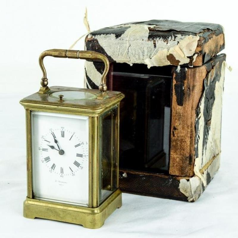 1860s Time Only Carriage Clock with Original Case