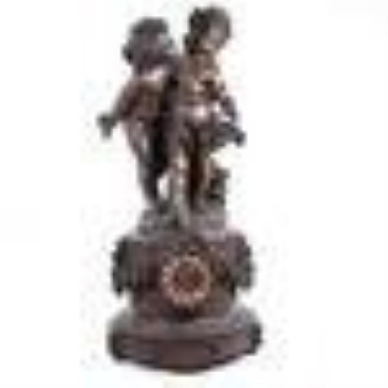 French Auguste Moreau Figural Spelter Clock Cupid