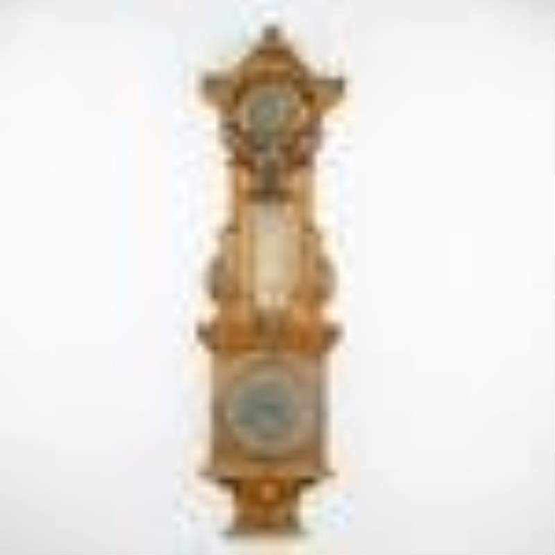 Unsigned 1890s Antique Barometer Time Only Clock