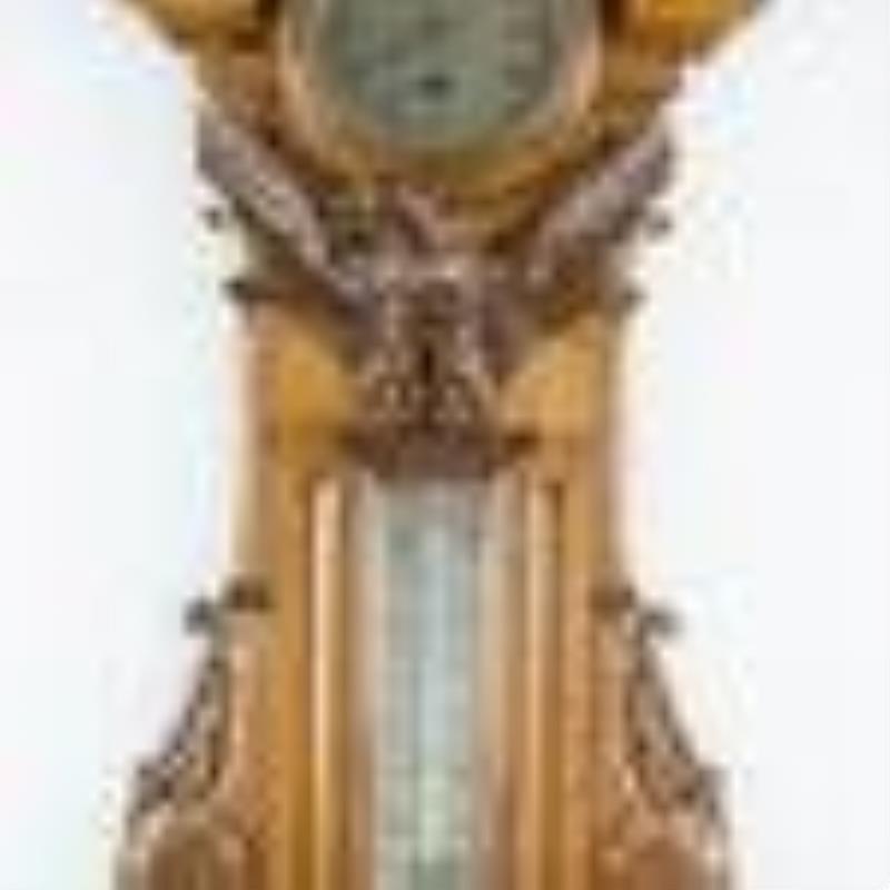 Unsigned 1890s Antique Barometer Time Only Clock