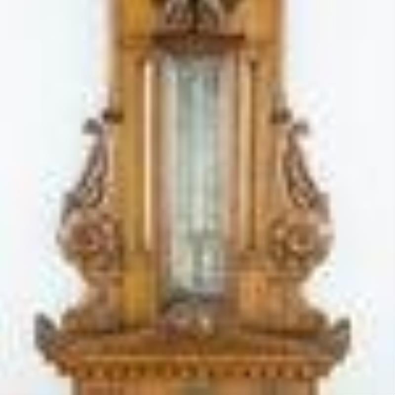 Unsigned 1890s Antique Barometer Time Only Clock