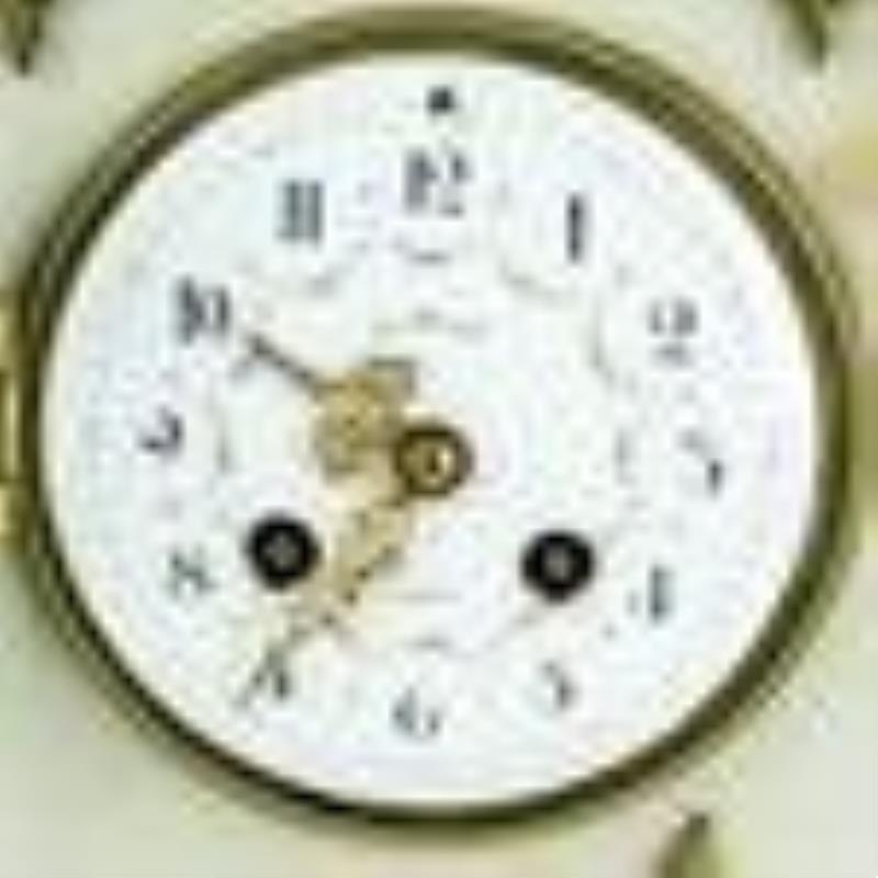 1890s White Marble French Clock Candelabra Set