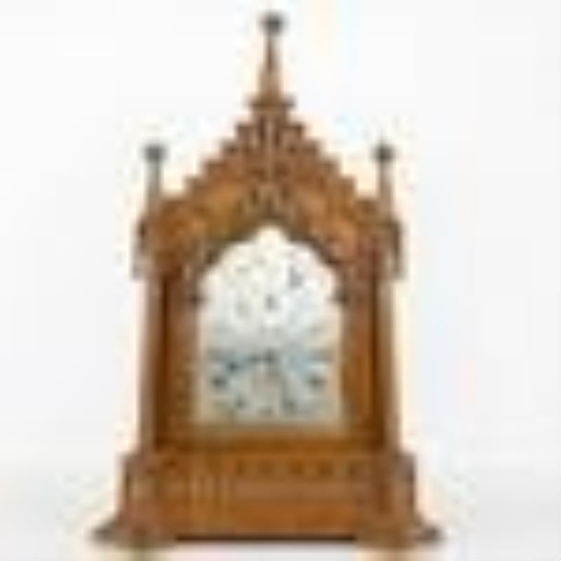 Ornate Triple Fusee Bracket 8-Bell Clock w/ Shelf
