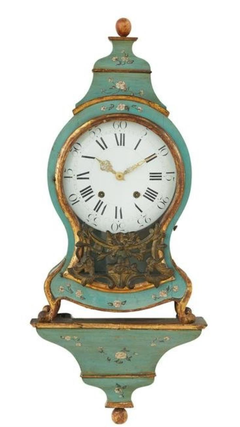 French Painted Wood Bracket Clock